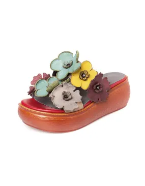 Athletic Slide Handmade Retro Flower Summer Beach Slippers
