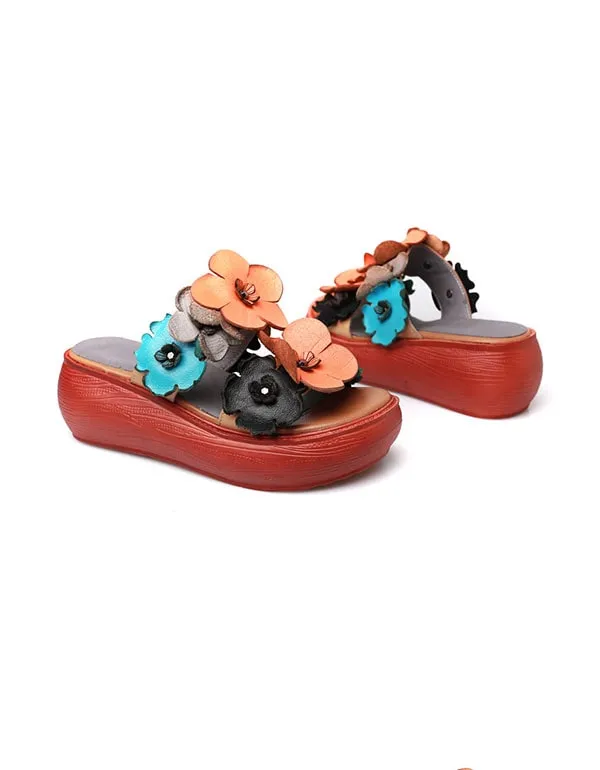 Handmade Retro Flower Summer Beach Slippers Cinnamon Roll Slippers