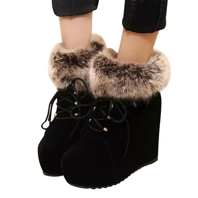 Italian Snow Boots HEE GRAND Height Increasing Women Plush Round Toe Shoes Winter Women  Warm Ankle Boots Ladies Fashion Boots XWX6083