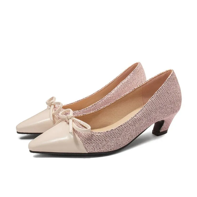 Women's Knot Low Heeled Chunky Heels Pumps Sweatpants With High Heels