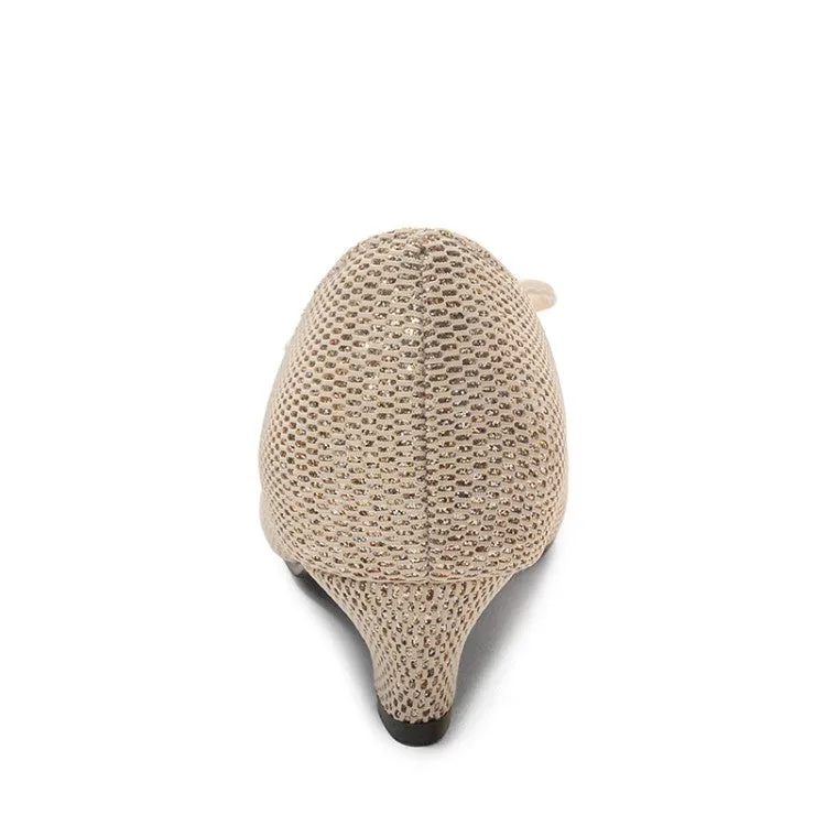 Women's Knot Low Heeled Chunky Heels Pumps Grey High Heels