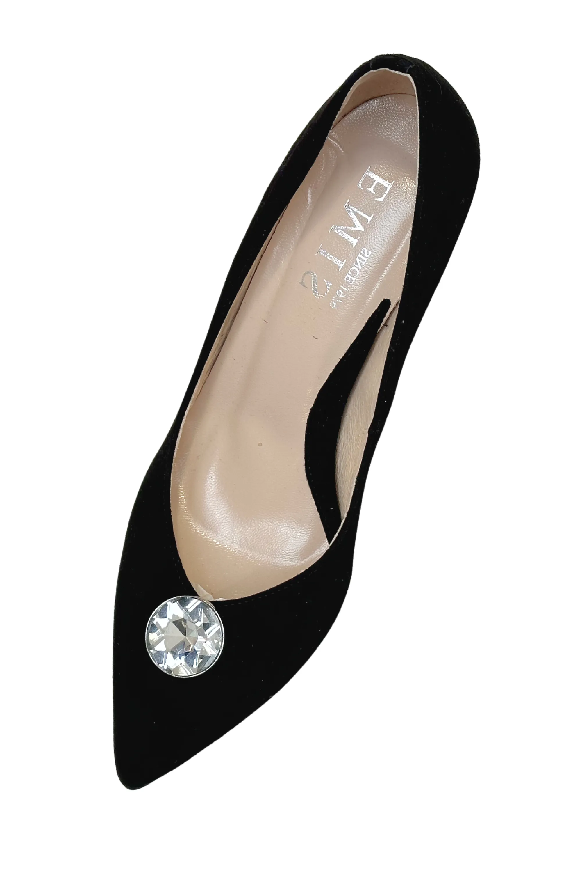 High Heel Black Shoe With Diamond Embellishment Mcqueen Dress Shoes