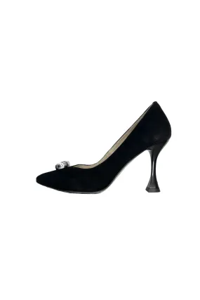 Dress Shoes For High Arches High Heel Black Shoe With Diamond Embellishment