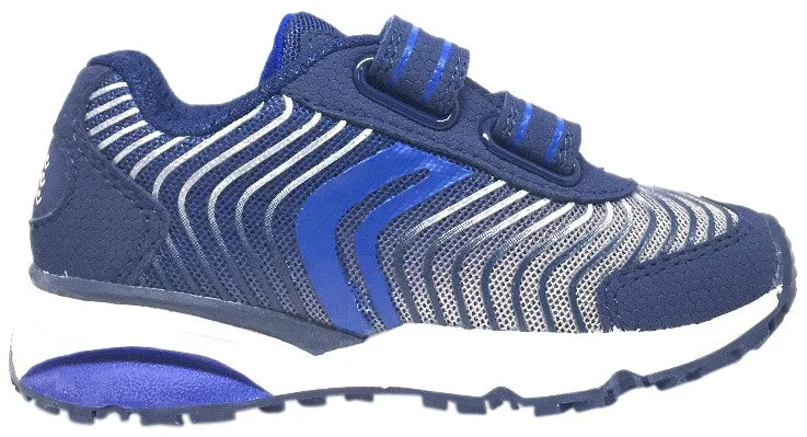 Geox Boy's Bernie Royal Blue & White Double Hook and Loop Strap Sneaker Crossfit Asics Shoes