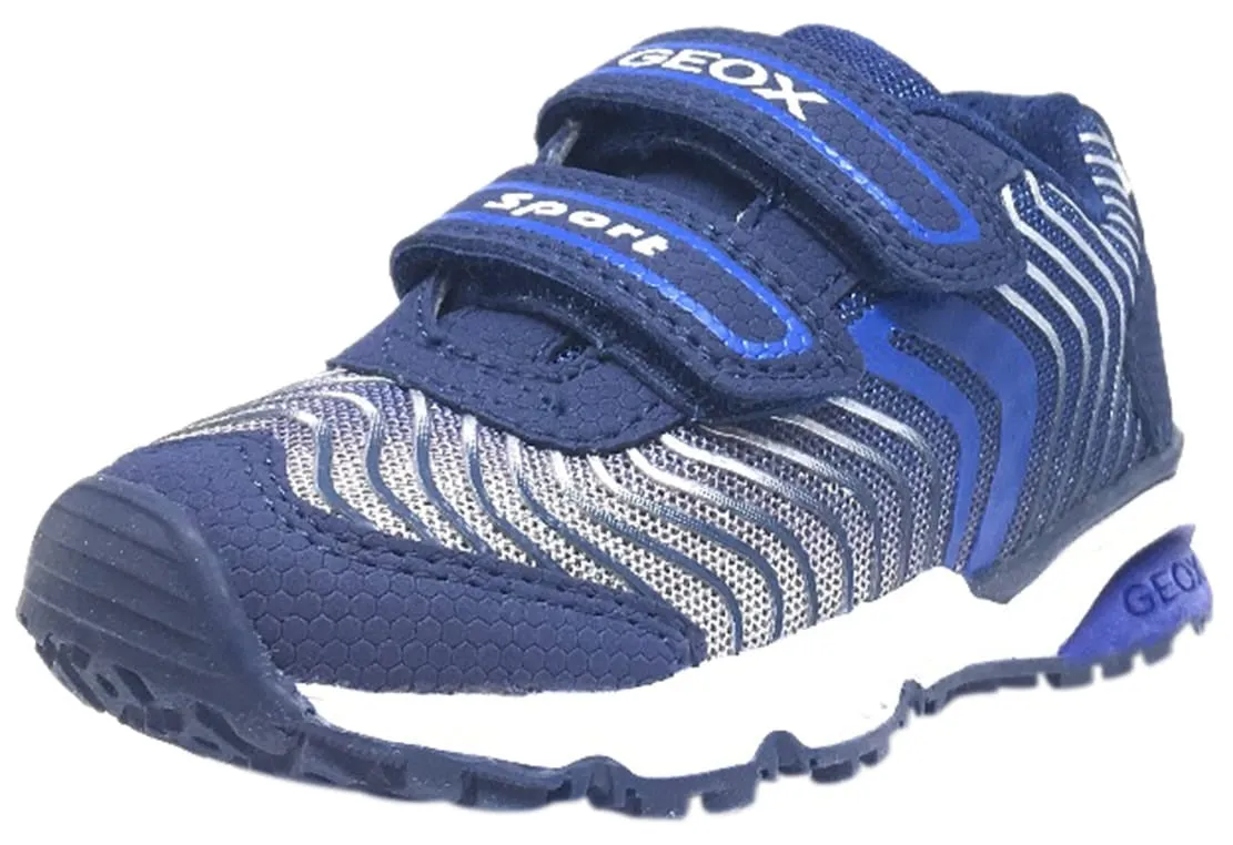 Tennis Asics Shoes Geox Boy's Bernie Royal Blue & White Double Hook and Loop Strap Sneaker