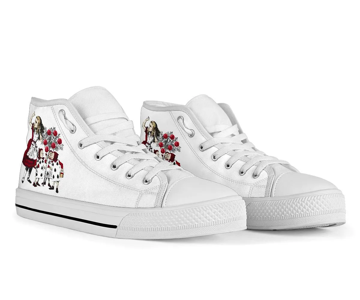 High Top Sneakers - Alice in Wonderland Gifts #31 White | Birthday Gifts, Gift Idea, Custom Sneakers Women, Custom Women's Sneakers Michael Kors Dress Shoes