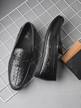 HITZ5336-Men's Black Leather Casual Loafers Jcpenney Loafers