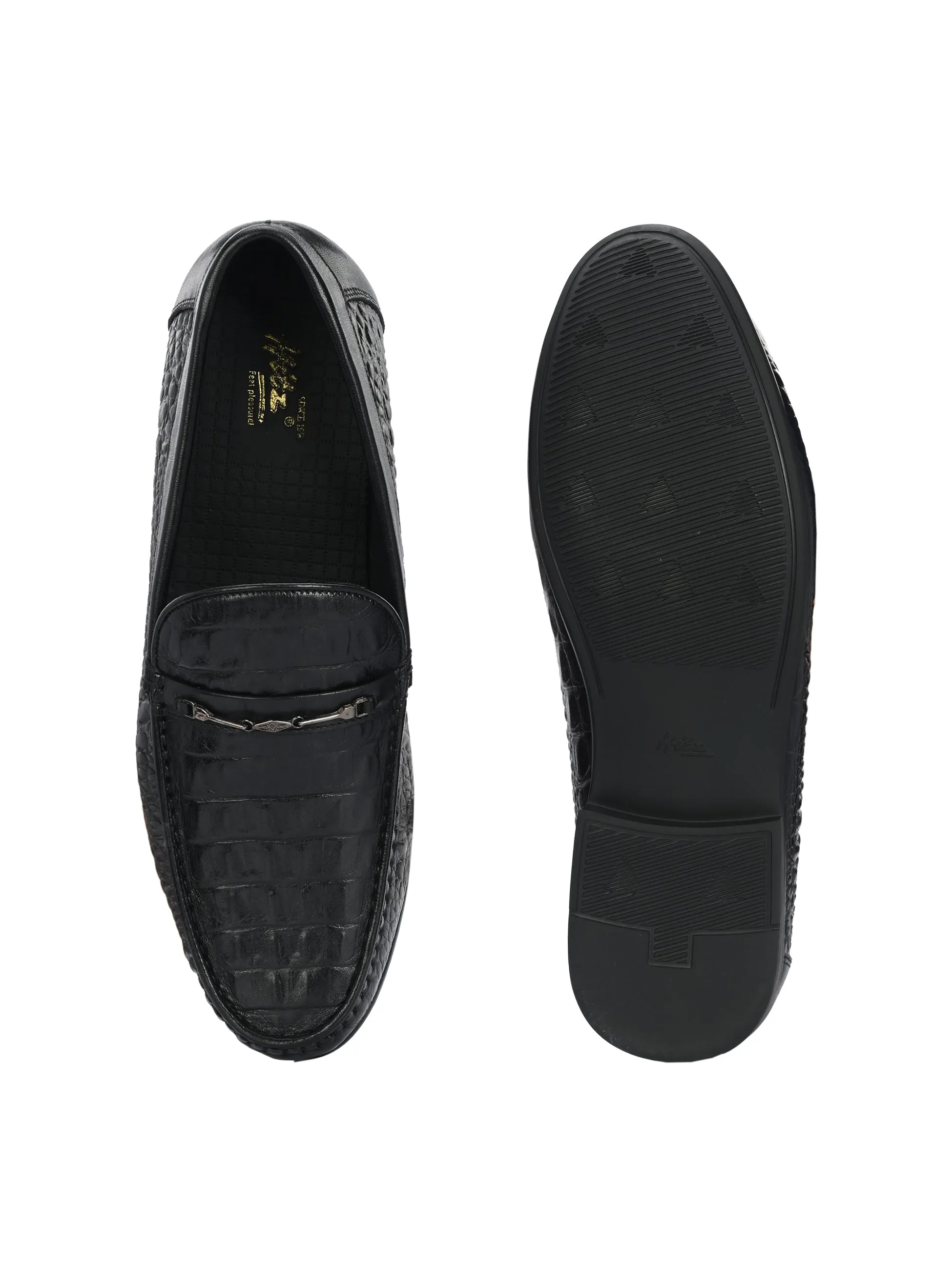 HITZ5336-Men's Black Leather Casual Loafers Gianvito Rossi Loafers