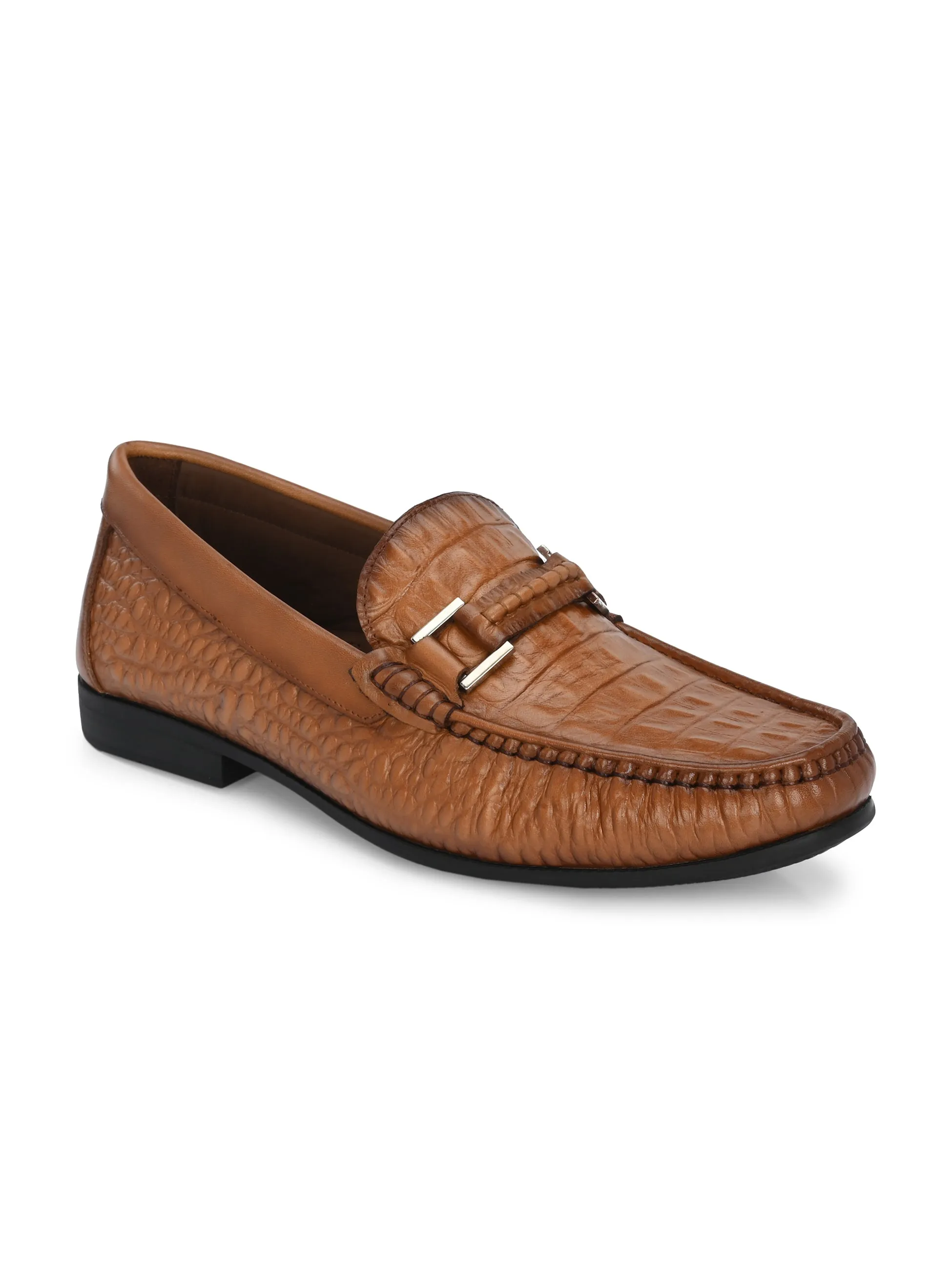 Loafers Online HITZ5339-Men's Tan Leather Casual Loafers