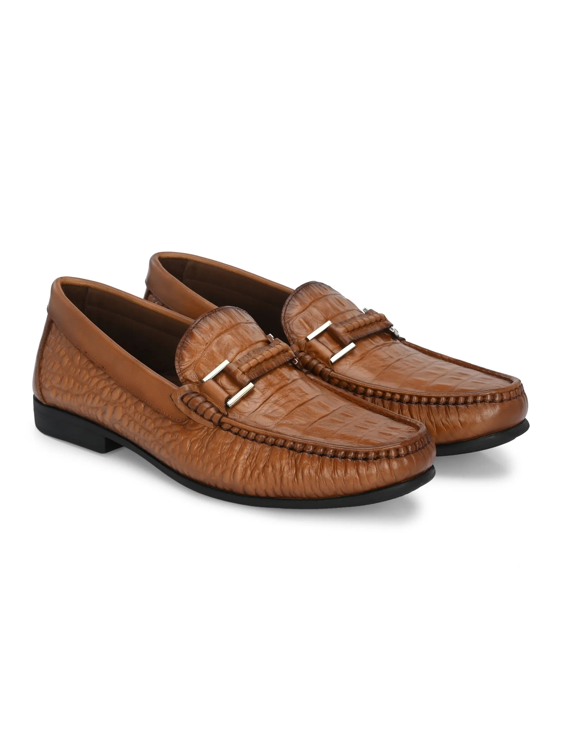 HITZ5339-Men's Tan Leather Casual Loafers Easy Spirit Devitt Loafers