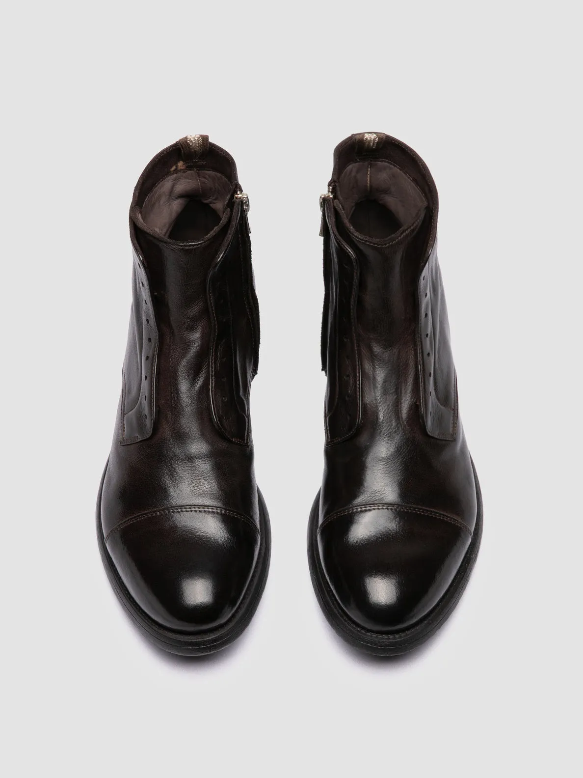 HIVE 005 - Brown Leather Zipped Boots Western Boots With Dress Pants