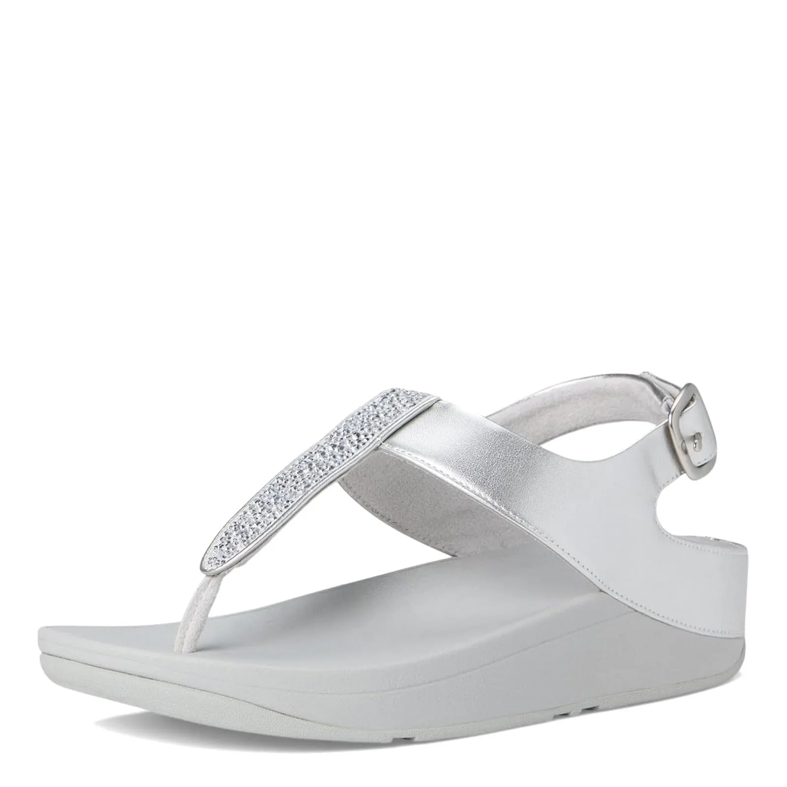 Chic Footwear for Summer Black Chic Women's FitFlop, Fino Crystal Backstrap Toe-Post Sandal