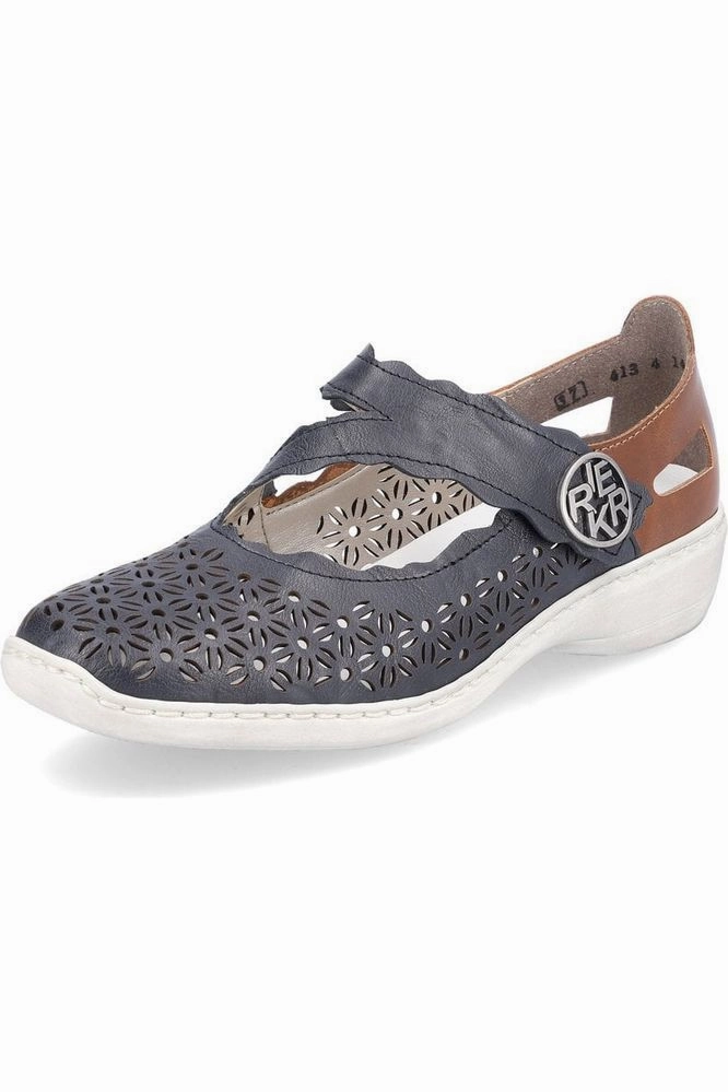 Parent Jog Motion Friendly Rieker Ladies Shoes 413G4-14 in blue combi