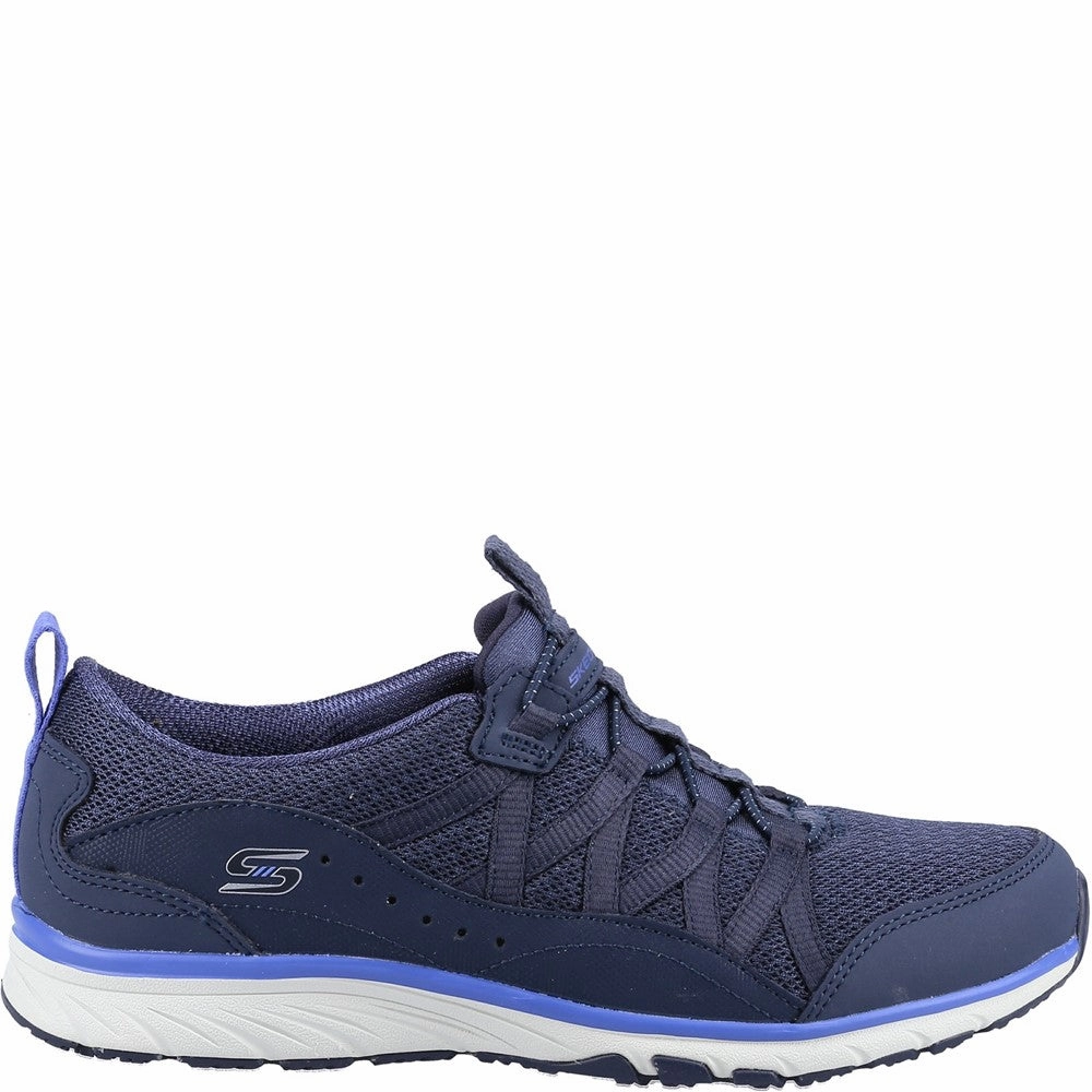 Skechers Gratis Sport Live Golden Trainers running on an outdoor track shoes