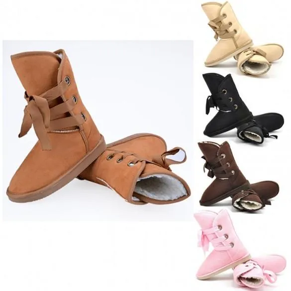 Women Ankle Buckle Biker Winter Faux Fur Snow Boots Hi Tec Snow Boots