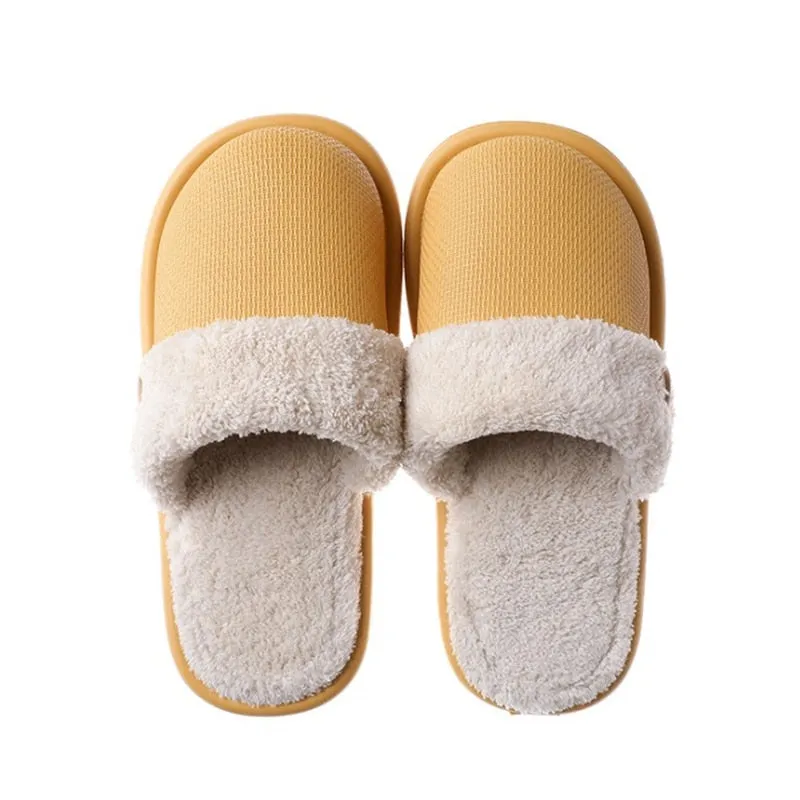 JIANBUDAN Plush warm Home flat slippers Lightweight soft comfortable winter slippers Women's cotton shoes Indoor plush slippers Designer Pool Slide Sandals