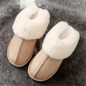 JIANBUDAN Plush warm Home flat slippers Lightweight soft comfortable winter slippers Women's cotton shoes Indoor plush slippers Fitory Slippers