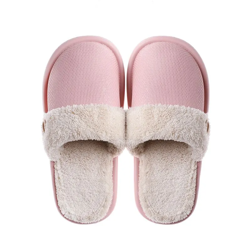 JIANBUDAN Plush warm Home flat slippers Lightweight soft comfortable winter slippers Women's cotton shoes Indoor plush slippers Alpombra Slippers