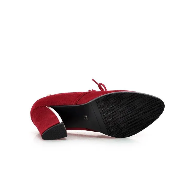 Boobs And Heels Women's Lace Up High Heeled Chunky Heels Shoes