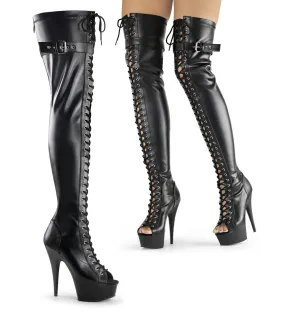 DELIGHT-3025 Pleaser Black Faux Leather Sexy Platform Shoes (Pole Dancing Heels) Asics Shoes App
