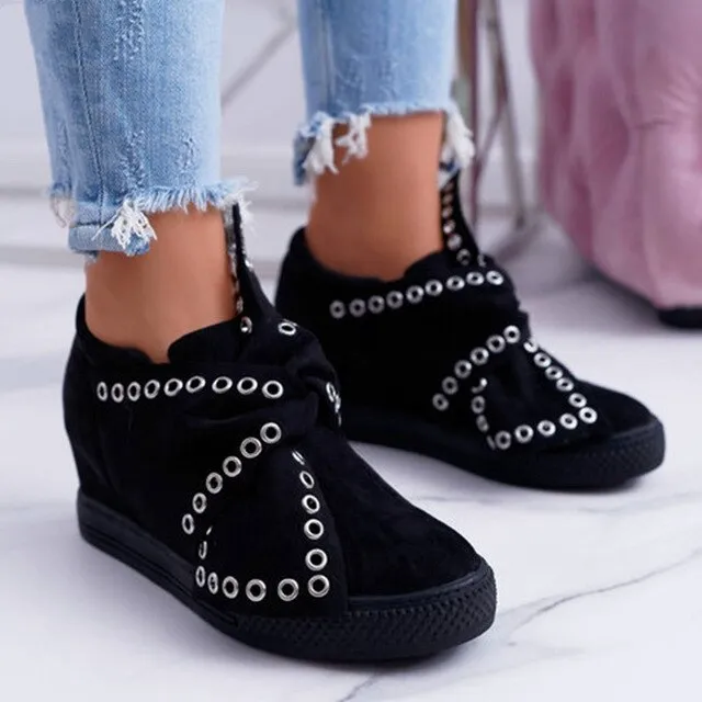 Walking Shoes For Flat Feet Fujin Sneakers Platform Rivet Shoes Buckle Women Spring Autumn Winter Warm  Slip on Flat Heel Shoes Platform Wegde Shoes