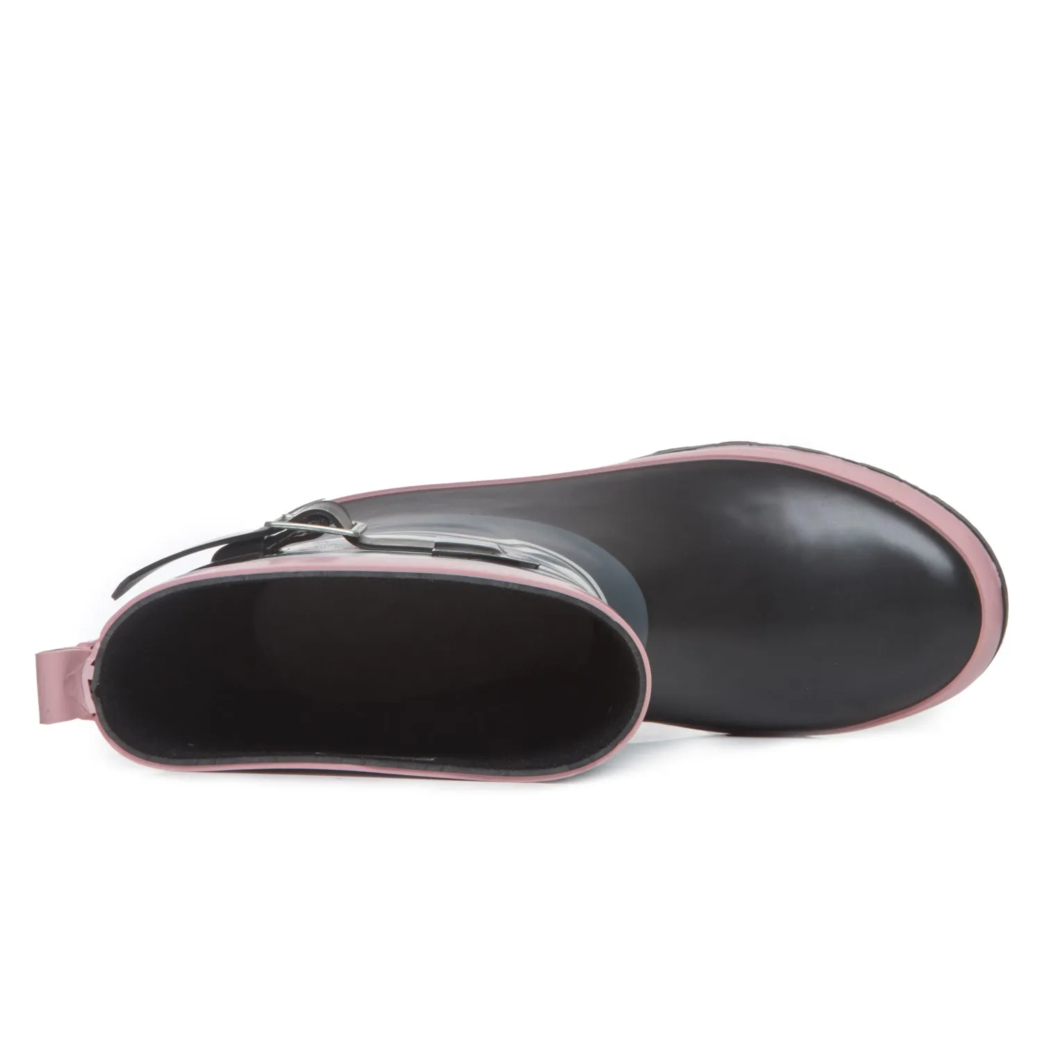 Laura Ashley Ladies High Cut Mid Calf Buckle Rubber Rain Boots, Lightweight Waterproof Booties for Women Hunter Mickey Rain Boots