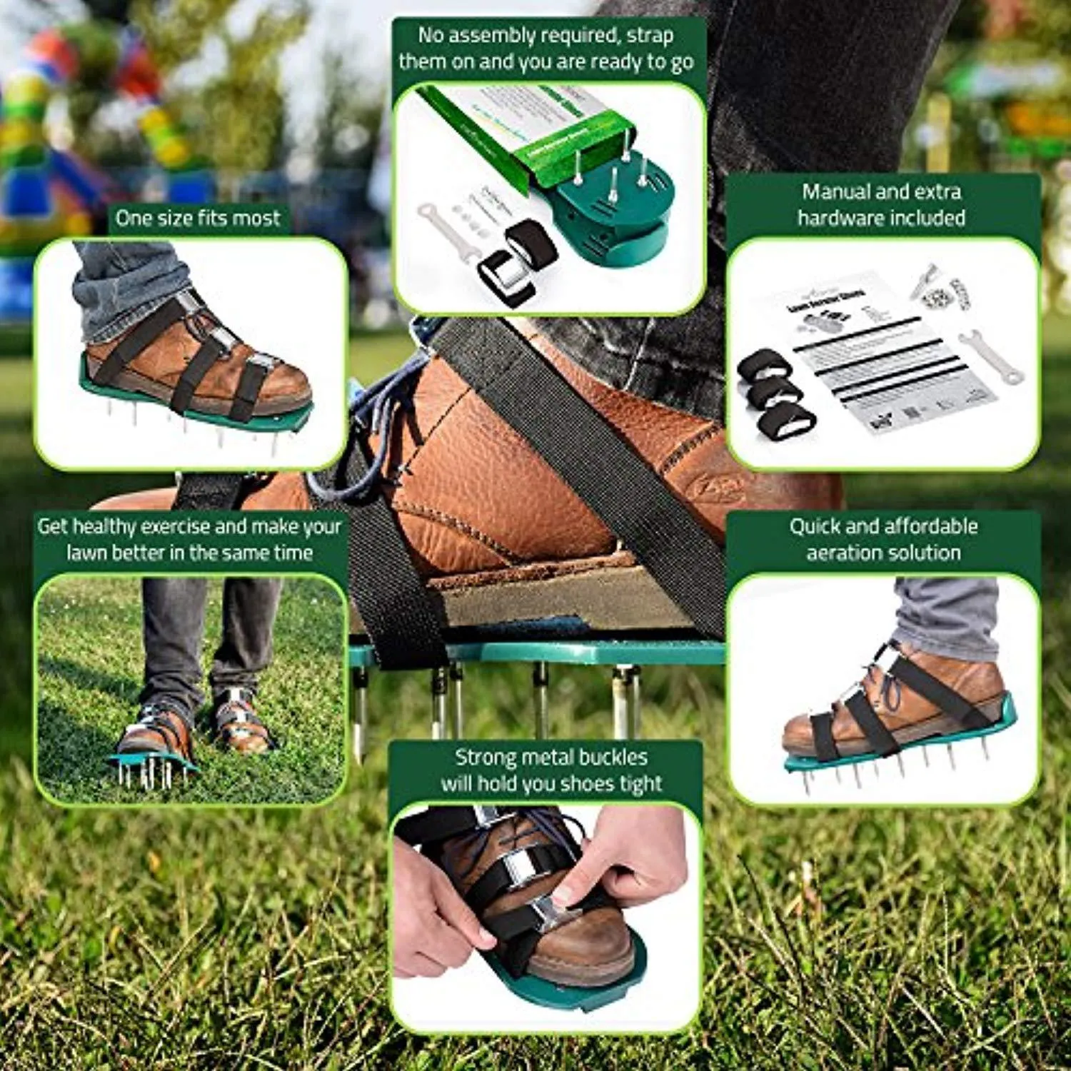 Lawn Aerator Spike Shoes - For Effectively Aerating Lawn Soil  Comes with 3 Adjustable Straps with Metallic Buckles  Universal Size that Fits all - For a Greener and Healthier Yard (Metal Buckle) Asics Platform Tennis Shoes