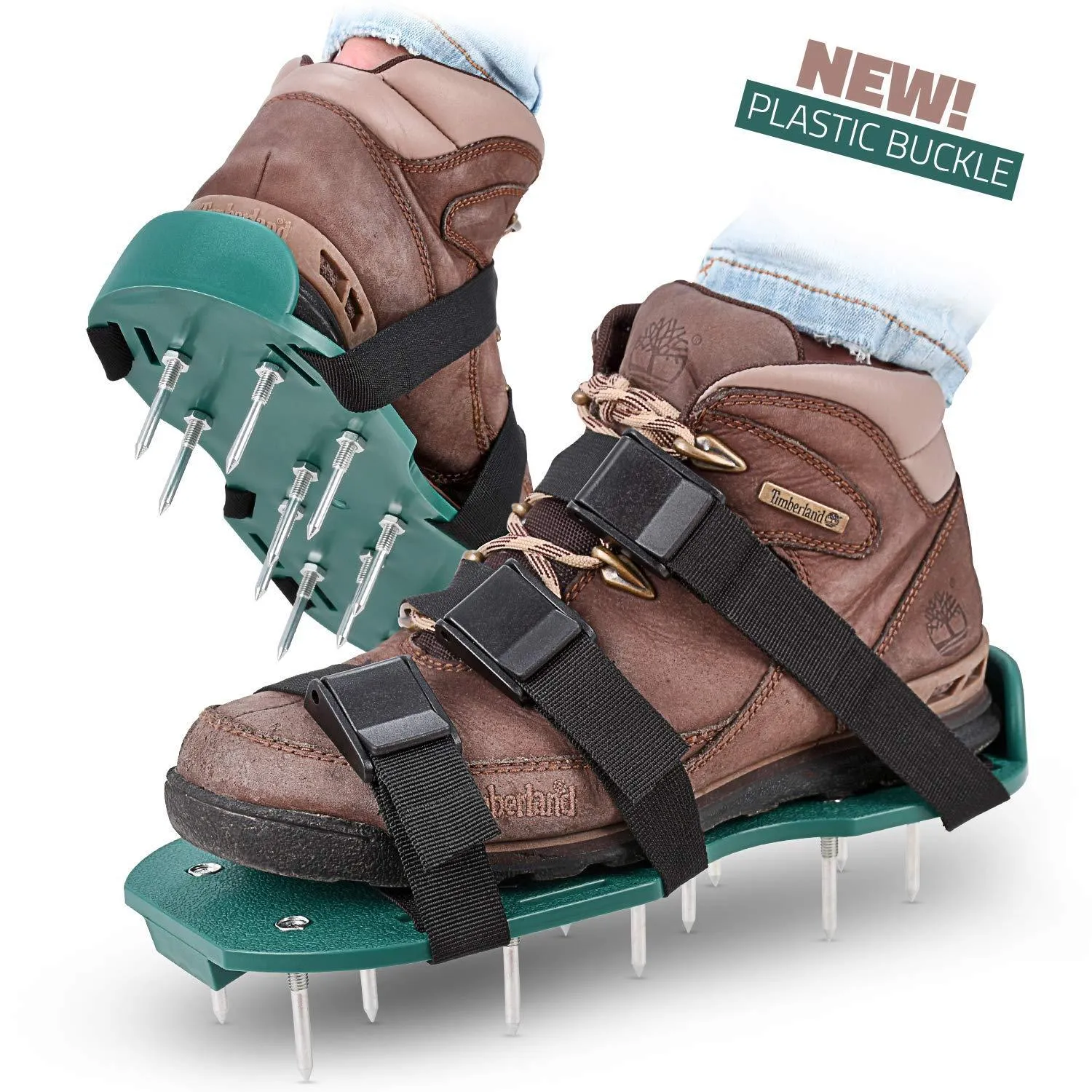 Asics Shoes Carbon Plate Lawn Aerator Spike Shoes - For Effectively Aerating Lawn Soil  Comes with 3 Adjustable Straps with Metallic Buckles  Universal Size that Fits all - For a Greener and Healthier Yard (Metal Buckle)