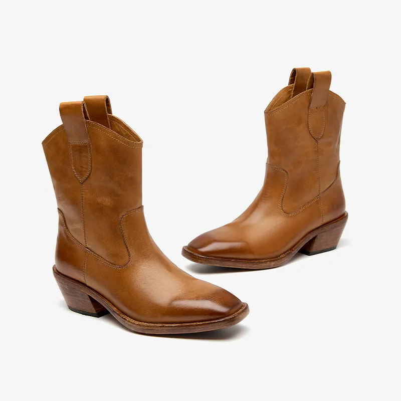 Boots Near Me Beau Today  Washed horse skin  Women boots Straight-in