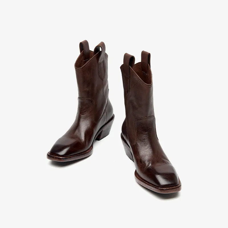 Outfits With Knee High Boots Beau Today  Washed horse skin  Women boots Straight-in