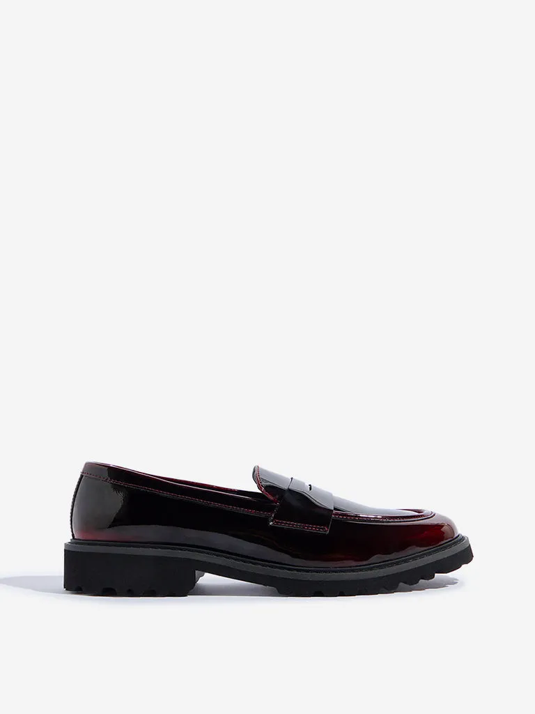 Loafers To Wear With Jeans LUNA BLU Burgundy Glossy Loafers