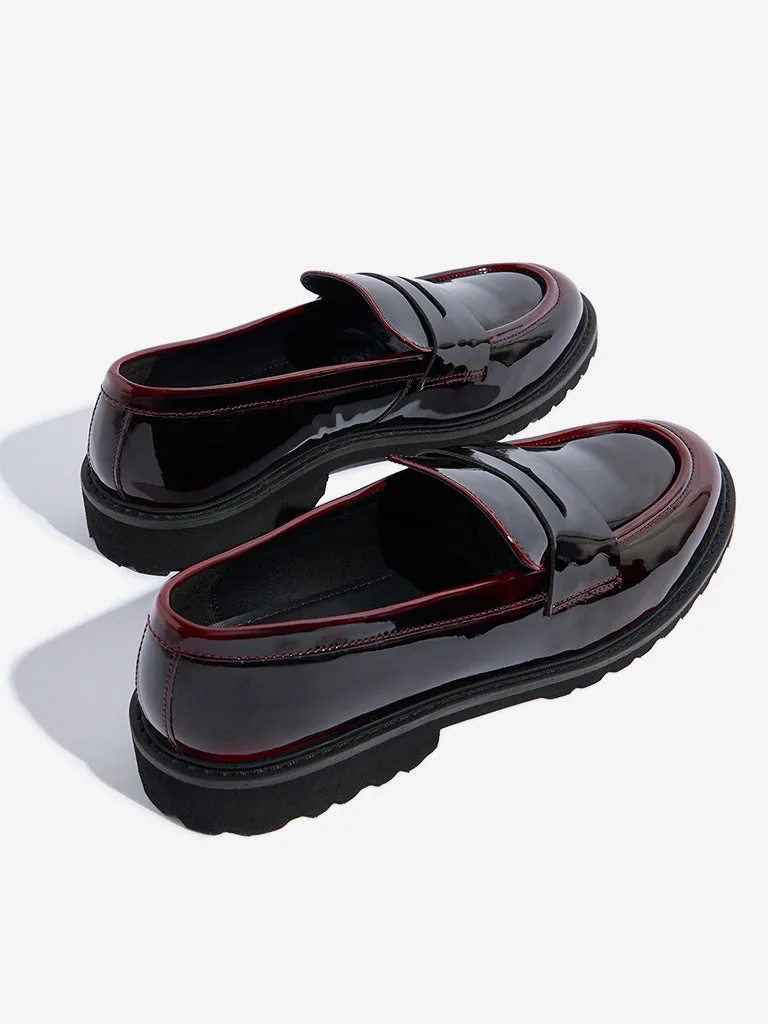 2 Tone Penny Loafers LUNA BLU Burgundy Glossy Loafers