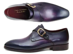 Amazon Dressing Shoes Paul Parkman Single Monkstrap Shoes Purple Leather (ID#DW754T)