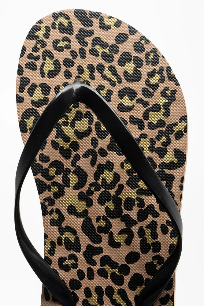 Leopard Print Flip Flop Black Revitalign Sandals