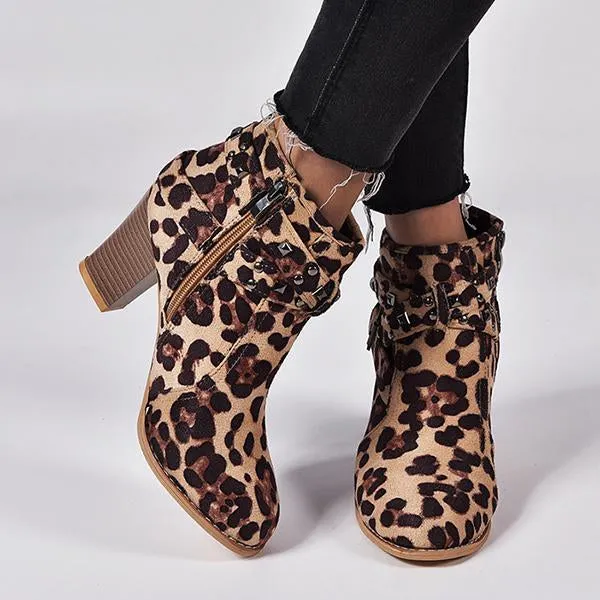 Women's Retro Casual Rivet Chunky Heel Ankle Boots 25775756S Adidas Campus 00s Athletic Shoes