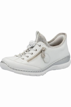 Rieker ladies trainer L32F1-80 in White Shopping Day Platform Sole