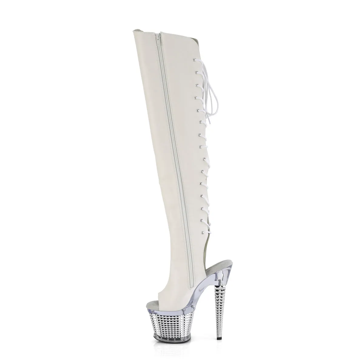 Asics Shoes Discount SPECTATOR-3019 Pleaser White Faux Leather Sexy Platform Shoes (Pole Dancing Heels)