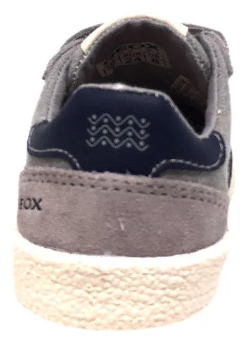 Geox Respira Boy's Suede and Canvas Double Hook and Loop Skater Sneaker Shoes, Grey/Navy Asics Shoes App