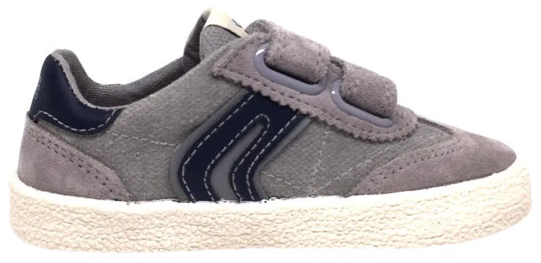 Geox Respira Boy's Suede and Canvas Double Hook and Loop Skater Sneaker Shoes, Grey/Navy Asics Tennis Shoes All Court