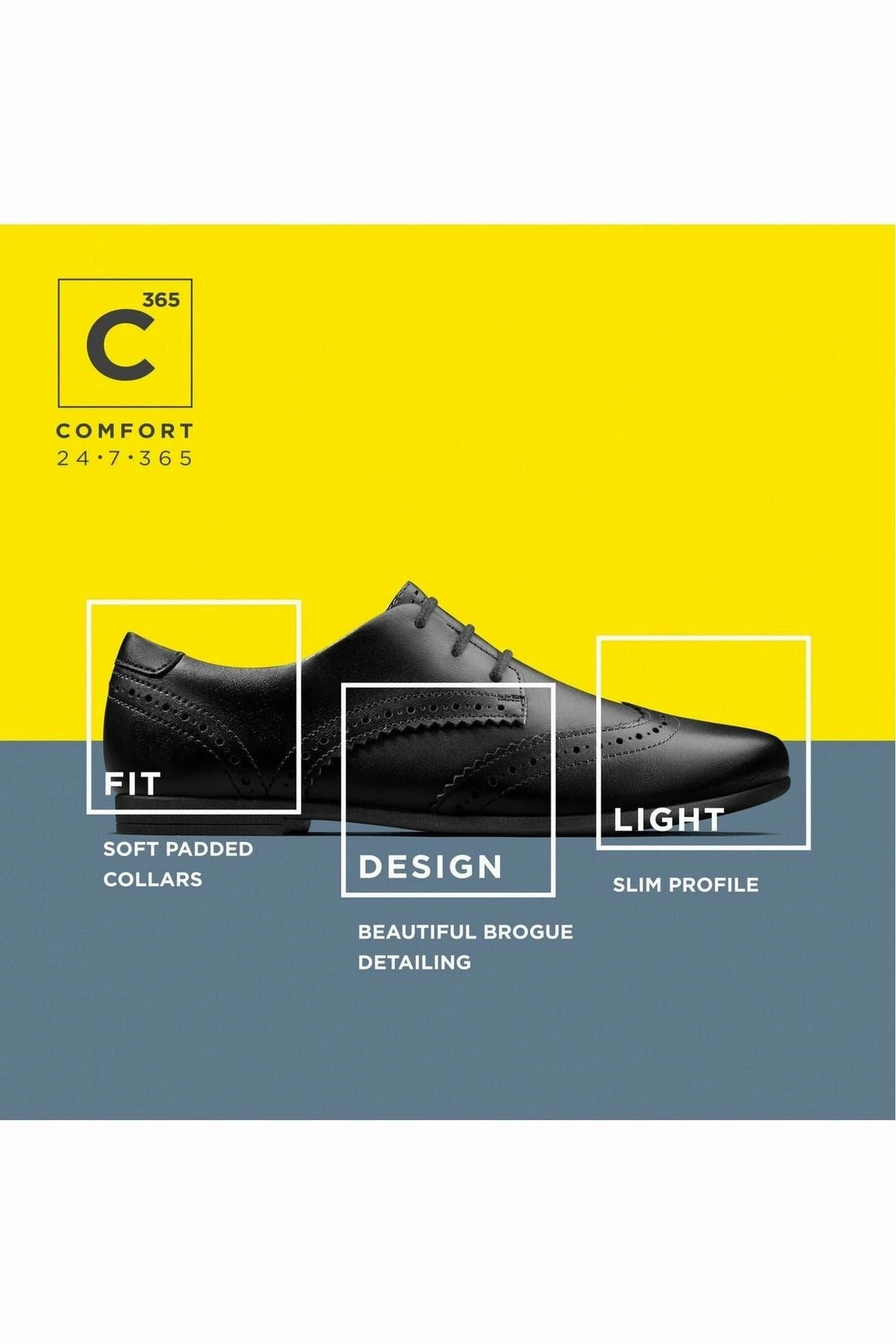 Gym Glow Clarks Scala Lace Kid Black Leather