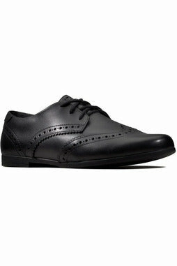 Clarks Scala Lace Kid Black Leather Teacher Wear