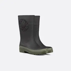 Black and Khaki Two-Tone Rubber DRunion Rain Boot  - Designer Boots & Ankle Boots for Women Platform Rain Boot