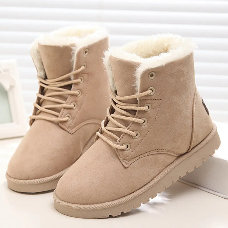 Propet Snow Boots Classic Women Winter Boots Suede Ankle Snow Boots Female Warm Fur Plush Insole High Quality Botas Mujer Lace-Up