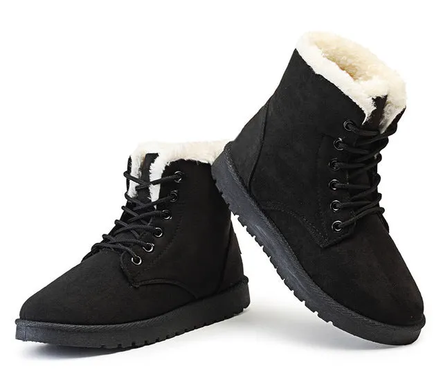 Classic Women Winter Boots Suede Ankle Snow Boots Female Warm Fur Plush Insole High Quality Botas Mujer Lace-Up Snow Boots Snowboard