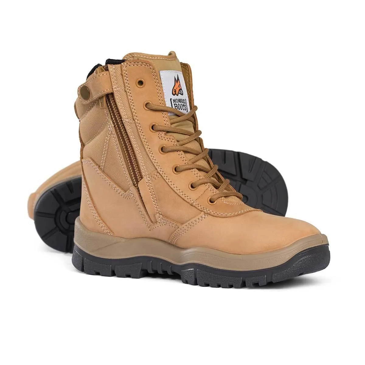 Mongrel 251050 High Leg Zipsider Safety Steel Toe Work Boots - Wheat Good Work For Standing On Concrete