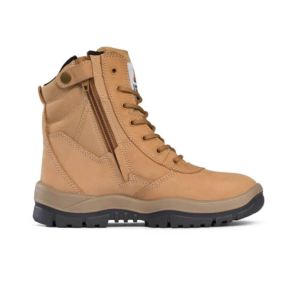 Mongrel 251050 High Leg Zipsider Safety Steel Toe Work Boots - Wheat Insulated Slip On Work Boots