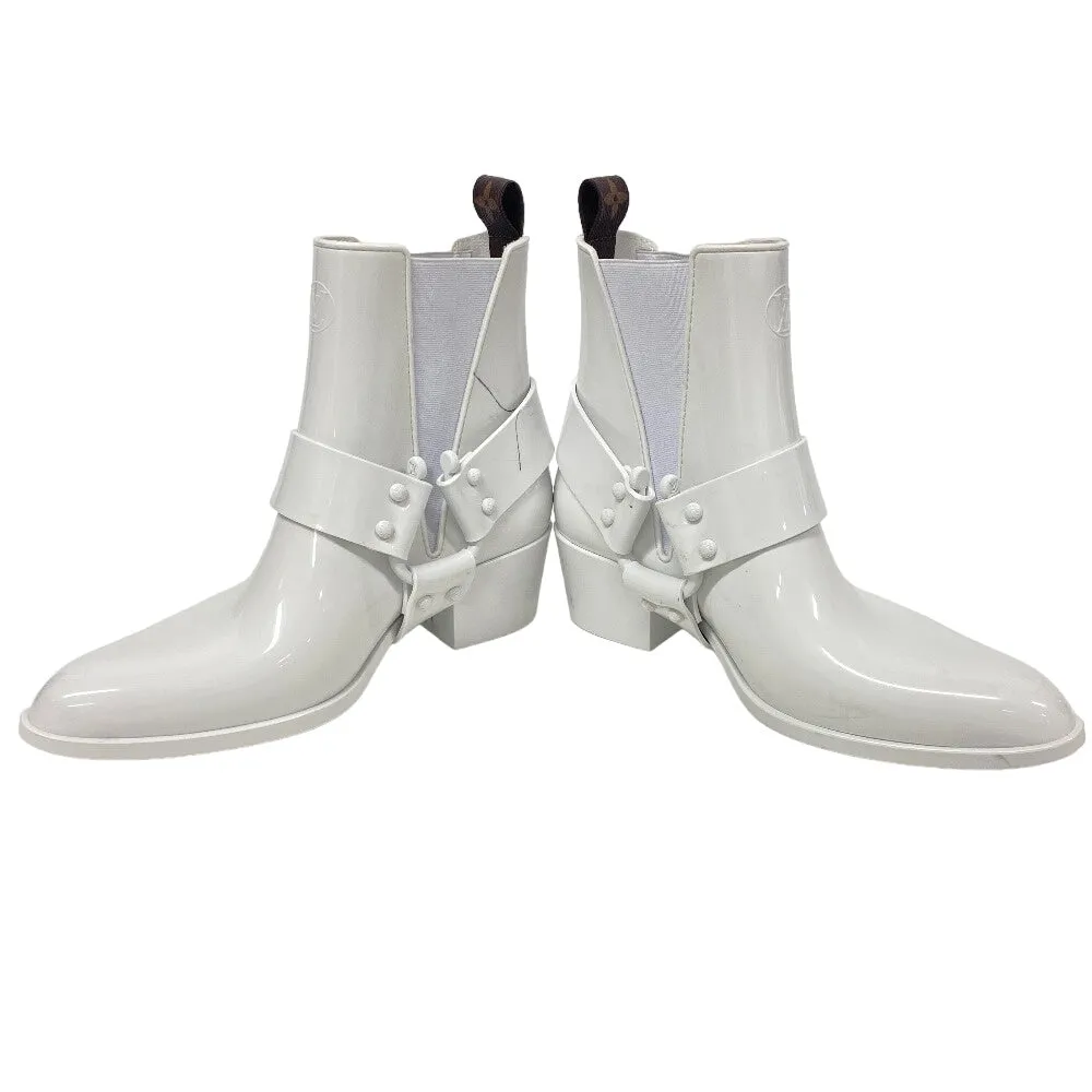 European Rain Boots LOUIS VUITTON boots Leather, Rubber white Rhapsody line Side Gore 39