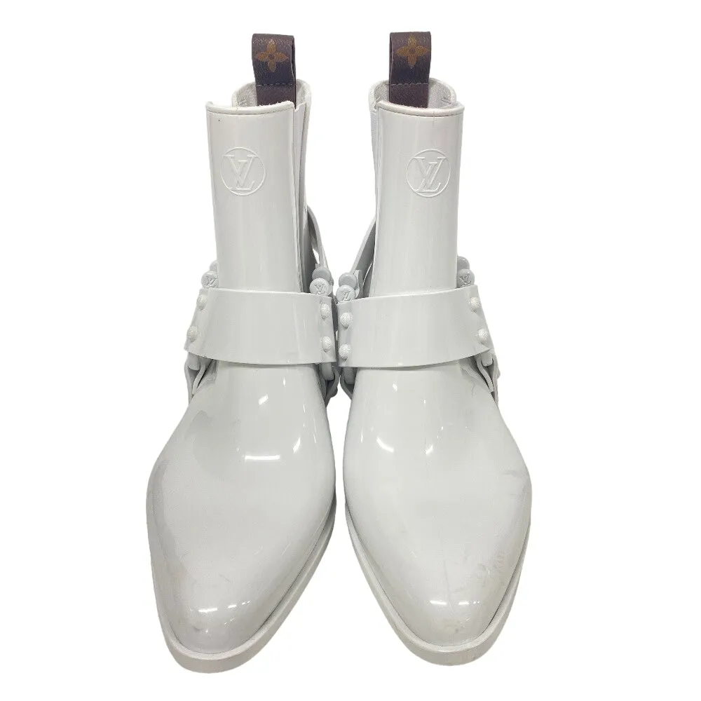 LOUIS VUITTON boots Leather, Rubber white Rhapsody line Side Gore 39 Graffiti Rain Boots