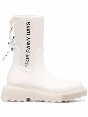 Shearling Lined Rain Boots OFF-WHITE WOMEN Rubber Neoprene Boots White