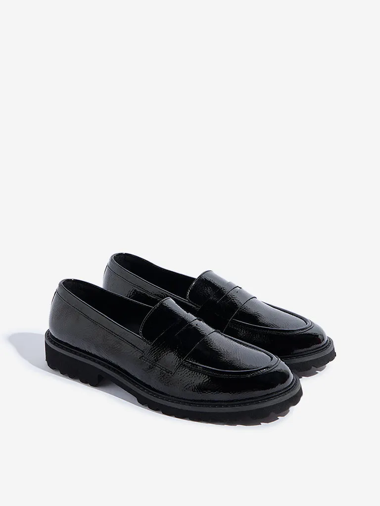 Loafers Bow LUNA BLU Black Glossy Loafers
